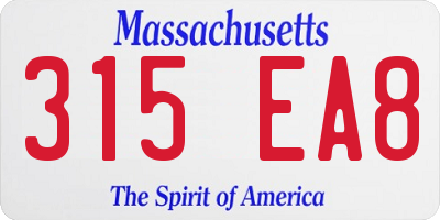 MA license plate 315EA8