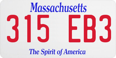 MA license plate 315EB3