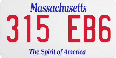 MA license plate 315EB6