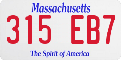 MA license plate 315EB7