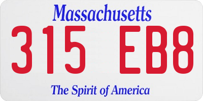 MA license plate 315EB8