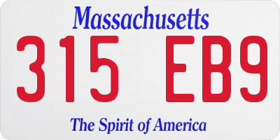MA license plate 315EB9