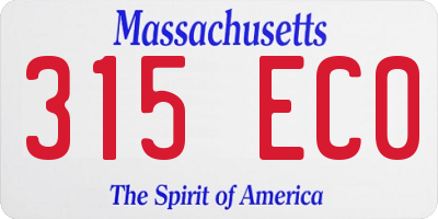 MA license plate 315EC0