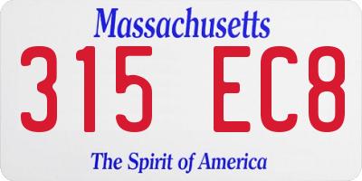 MA license plate 315EC8