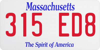 MA license plate 315ED8