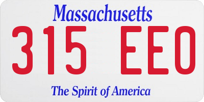 MA license plate 315EE0