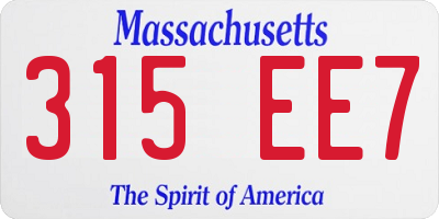 MA license plate 315EE7
