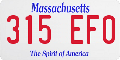 MA license plate 315EF0