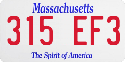 MA license plate 315EF3