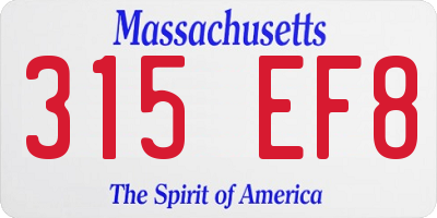 MA license plate 315EF8