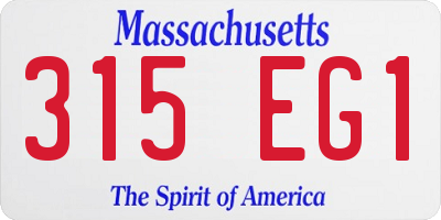 MA license plate 315EG1