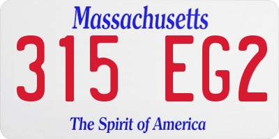 MA license plate 315EG2