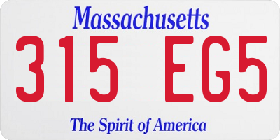 MA license plate 315EG5