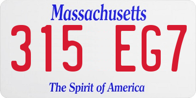 MA license plate 315EG7