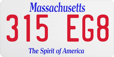 MA license plate 315EG8