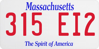 MA license plate 315EI2