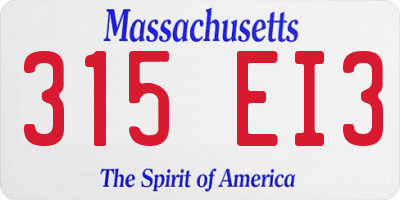 MA license plate 315EI3