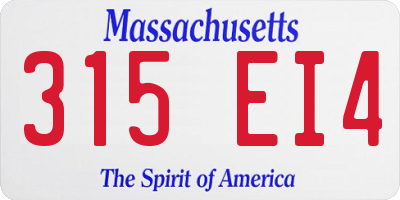 MA license plate 315EI4