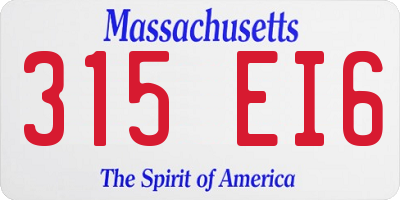 MA license plate 315EI6