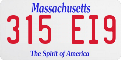 MA license plate 315EI9