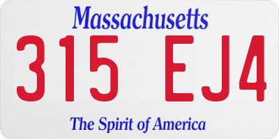 MA license plate 315EJ4