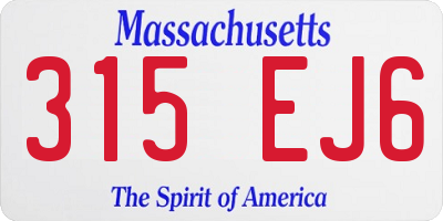 MA license plate 315EJ6