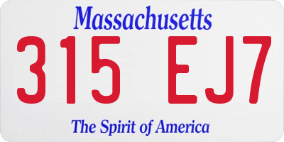 MA license plate 315EJ7