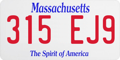 MA license plate 315EJ9