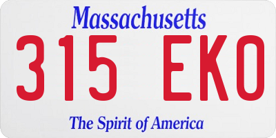 MA license plate 315EK0