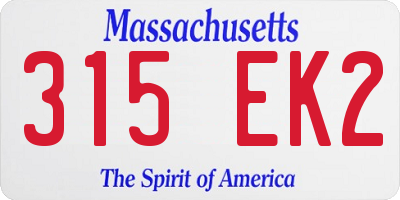 MA license plate 315EK2