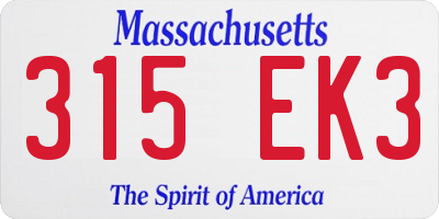 MA license plate 315EK3