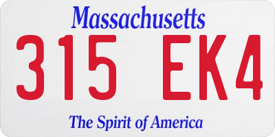 MA license plate 315EK4