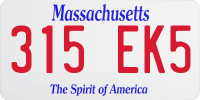 MA license plate 315EK5