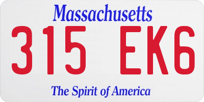 MA license plate 315EK6