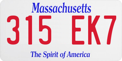 MA license plate 315EK7