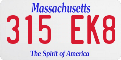 MA license plate 315EK8