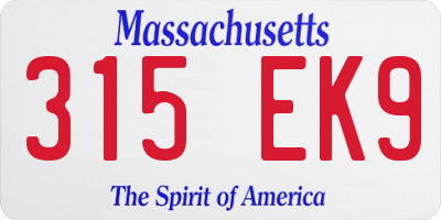 MA license plate 315EK9