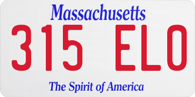 MA license plate 315EL0