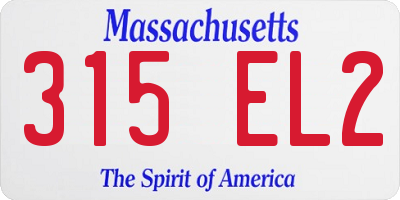 MA license plate 315EL2