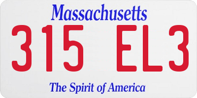MA license plate 315EL3