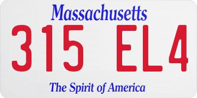 MA license plate 315EL4