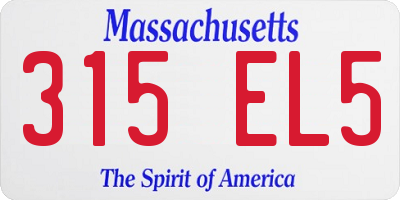 MA license plate 315EL5
