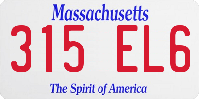 MA license plate 315EL6
