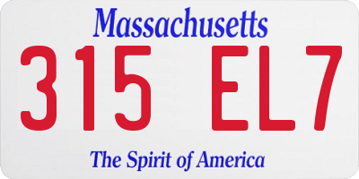 MA license plate 315EL7