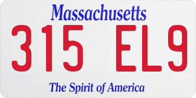 MA license plate 315EL9