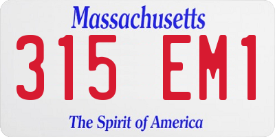 MA license plate 315EM1