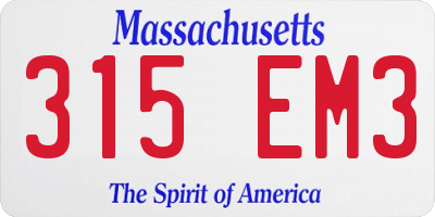 MA license plate 315EM3