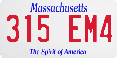 MA license plate 315EM4