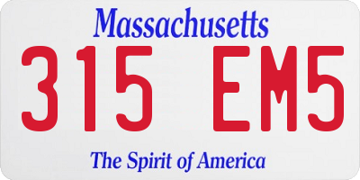MA license plate 315EM5