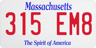 MA license plate 315EM8